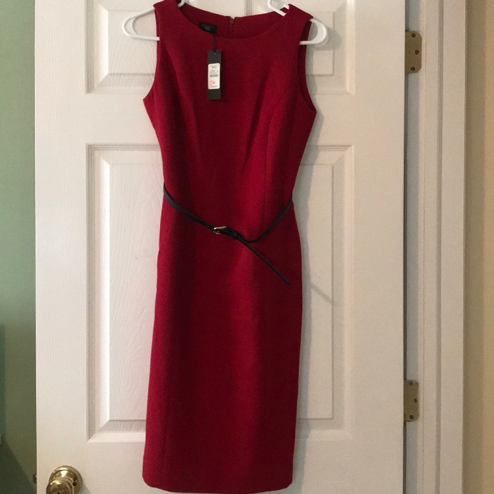 NWT Talbots sheath dress, dark red, size 2p.